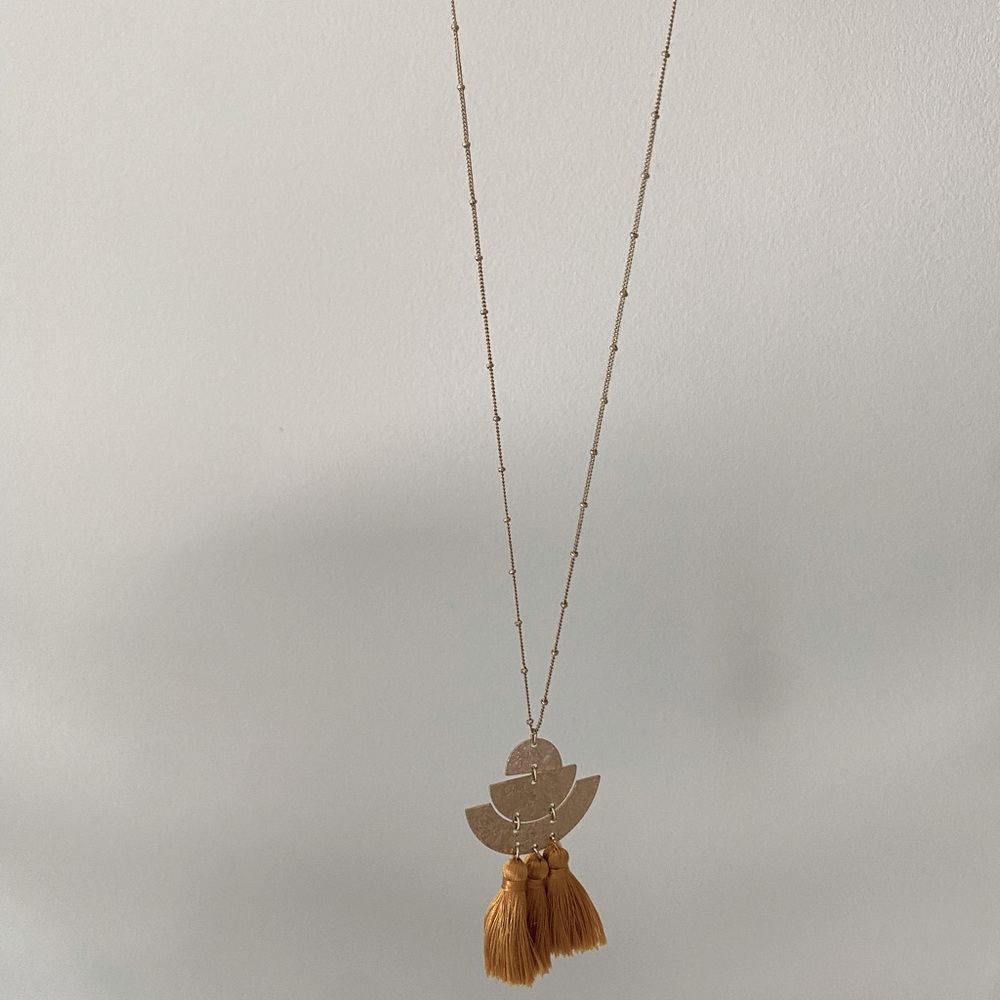 Francesca’s gold and burnt Orange long necklace